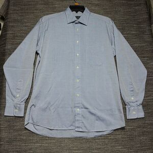 Gitman Bros. Button Up Dress Shirt Men's 16 Blue TTX Oak Hall Long Sleeve